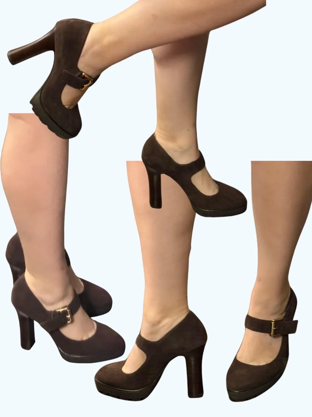 Michael Kors Chocolate Brown Suede Flynn Mary Jane Heels New With Defects sz 8